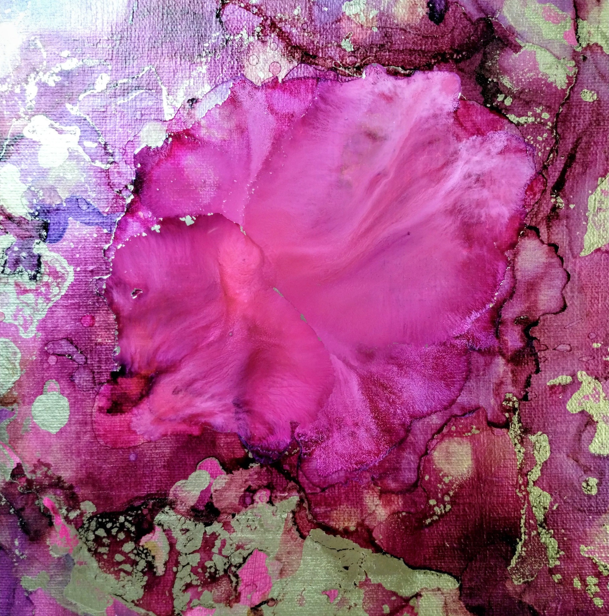 Pink alcohol ink on canvas